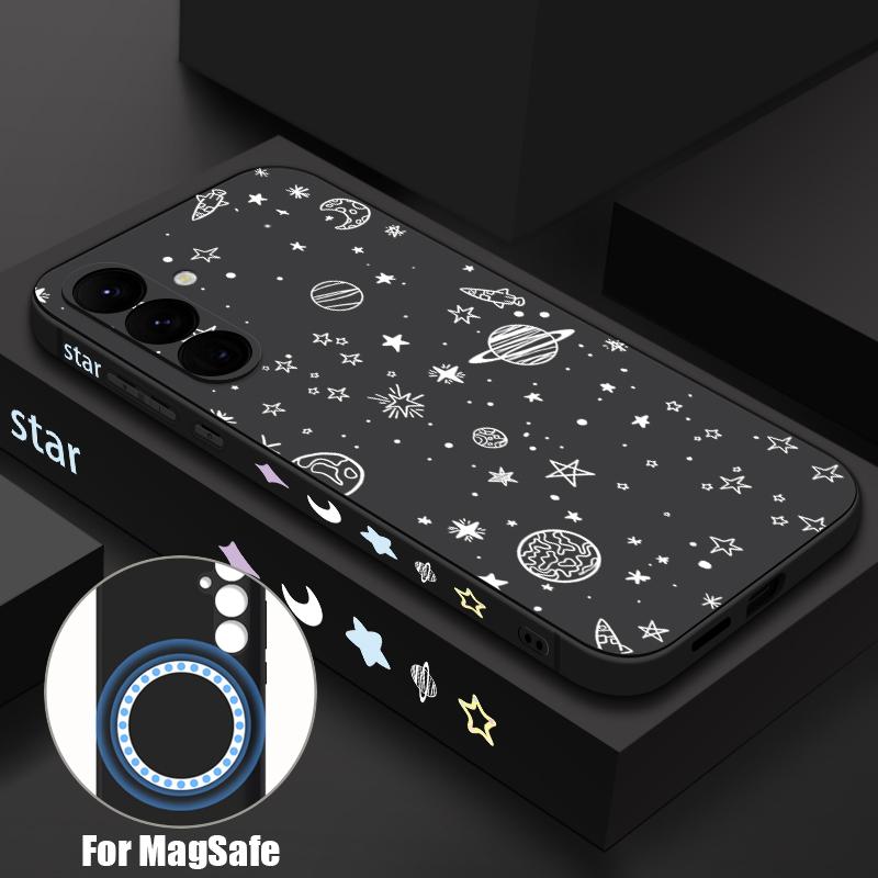 Stars Pattern Magnetic Phone Case For Samsung Galaxy S26 S25 S24 Ultra S23 S24 S25 FE S22 Plus For Magsafe Soft TPu Back Cover