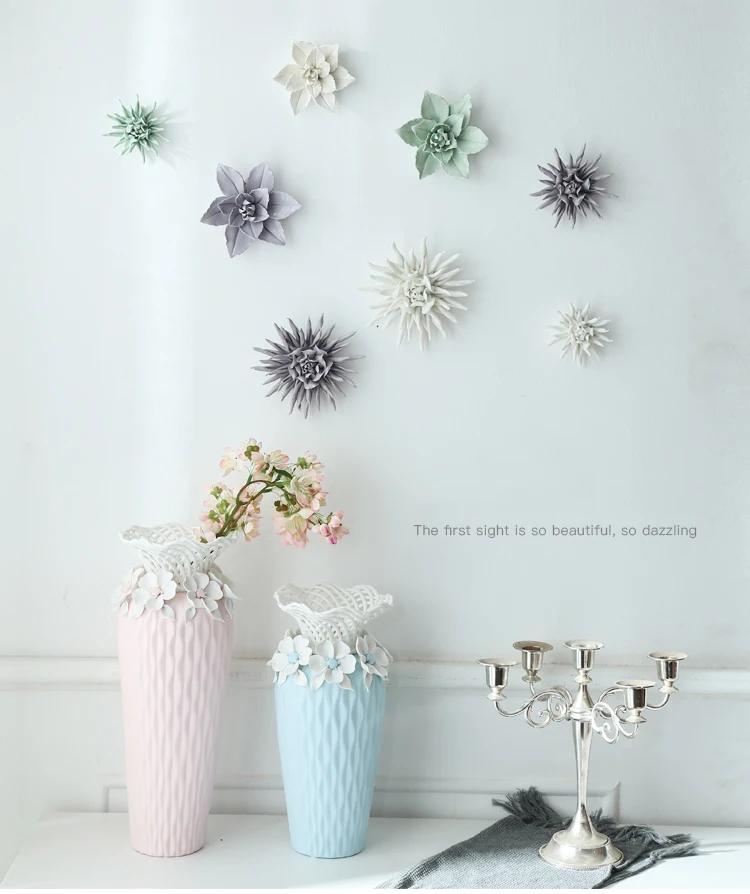 Modern Ceramic Lily Flower Wall Hanging Crafts Home Livingroom TV Background Wall Mural Decoration Hotel Store Wall Ornaments