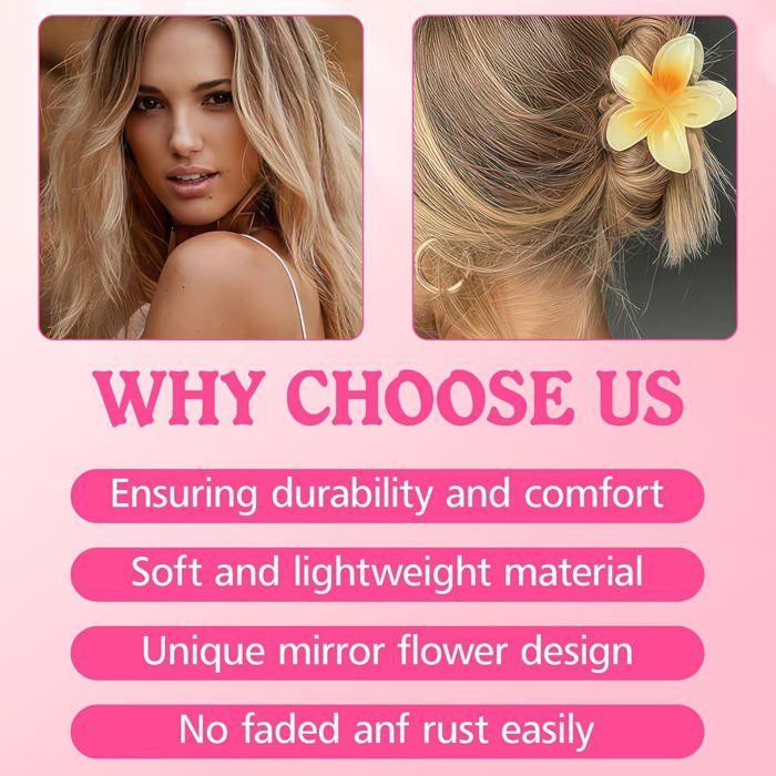 Pince Cheveux Fleur,6 Pièces Pince a Cheveux Fleur AntidéRapante Pince Cheveux Fleur Hawaienne Grandes Pince Fleurs Cheveux Plumeria