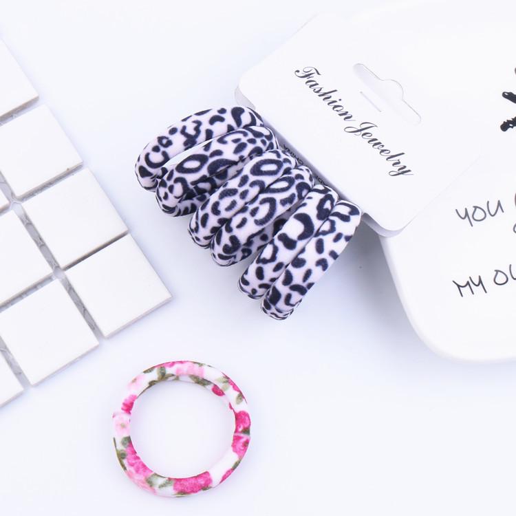 6Pcs/Set High Elasticity Printed Scrunchie Women Girls Children Elastic Hair Rubber Bands Accessories Tie Hair Rope Ring Holder