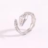 Ring - Elegant Female Style White Mother-of-pearl Snake-shaped Open-ended Ring - 18K Gold Electroplated with Diamonds - Snake Bone Ring