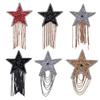 Clothes Patch Multi-purpose Shiny Rhinestone Inlaid Tassel Design Sparkling DIY Handmade Five-pointed Star Jacket T Shirt Applique Sticker for Scarf