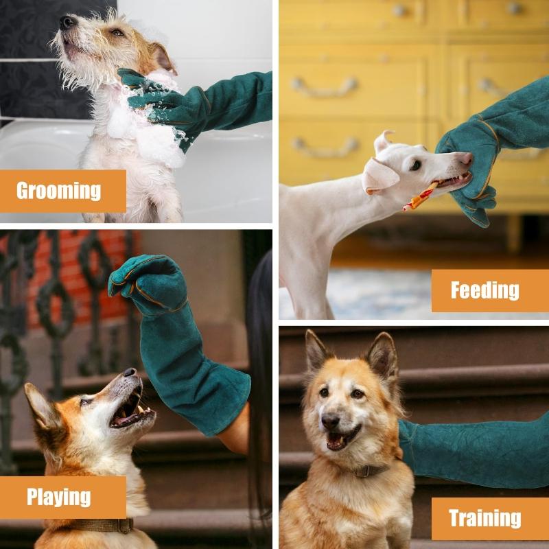 Anti-Bite Safety Gloves Leather Pets Grip Biting Protective Gloves for Catch Dog Cat Reptile Animal Grasping Training Gloves