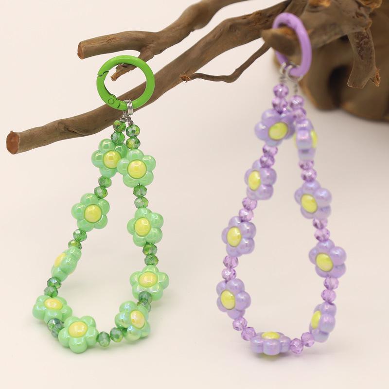 Versatile Beaded Keychain Pendant: Heart & Flower Lanyard Accessories