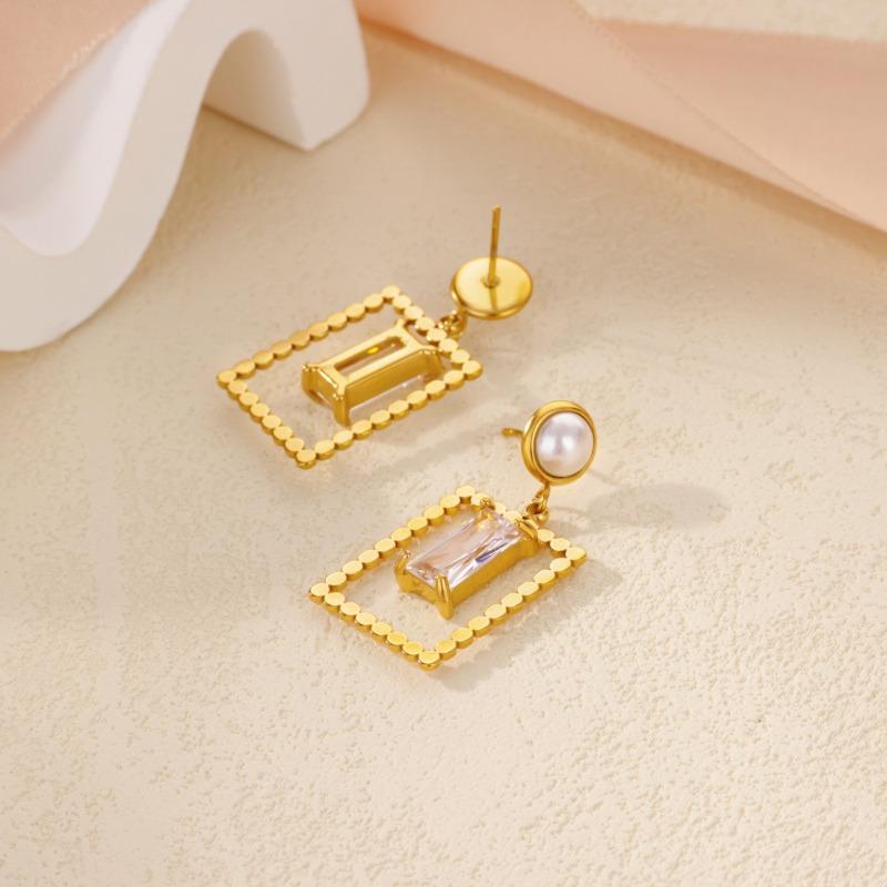 High sense geometric zircon stud earrings elegant women's fashion charm earrings hot-selling earrings