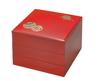 Lacquerware Tiered Wakana Red with Black Box, 7-inch (greens) Tiered, Interior, 3-tier, H-159-11A