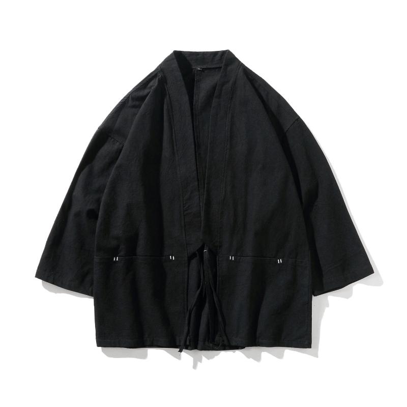 S-5XL Kimono Cardigan Giapponese da Uomo Cotone e Lino Abbigliamento Costume da Samurai Maschile Giacca Streetwear Hanfu Cinese