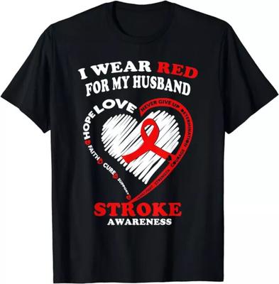 Stroke Awareness T Shirt  I Wear Red For My Husband Unisex Shirt S5XL Unisex T-Shirt