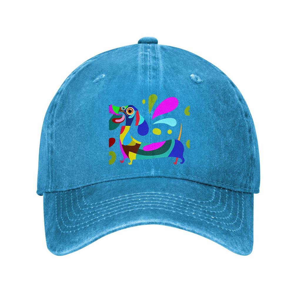 Colorful Abstract Dachshund Dog Print Cotton Baseball Cap Adjustable Curved Brim Dad Hat Casual