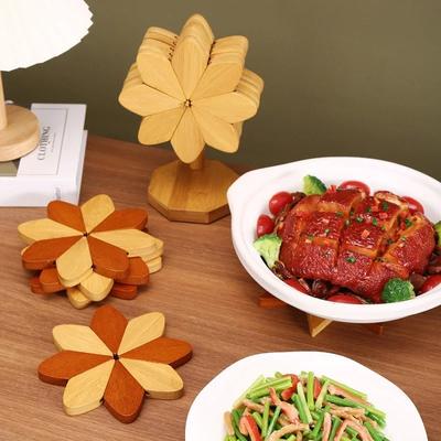 Wooden Windmill Kitchen Mat Creative Foldable Table Decoration and Accessories Heat Resistant Pad Household Coasters Placemats