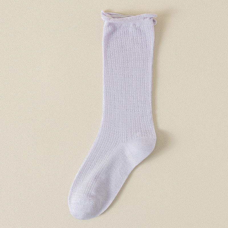 

Женские весенне-летние тонкие сетчатые носки-пинетки без косточек с подвернутым краем, свободные 1 pair светло-фиолетовый