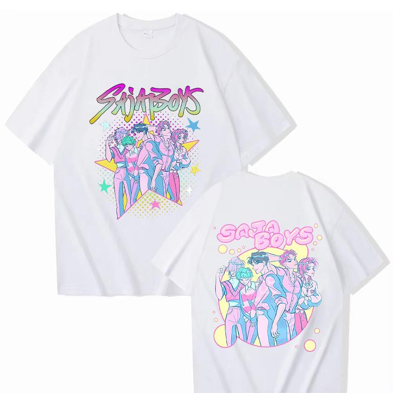 KPop Demon Hunters Printed T-shirt Casual Round Neck Top Short Sleeved Shirt 5989