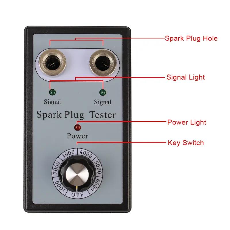 Sparking Plug Tester Spark Tester Diagnostic Tool Adju stable Dual Hole for Car Motorcycle Ignition Coil Checker Spark Detector