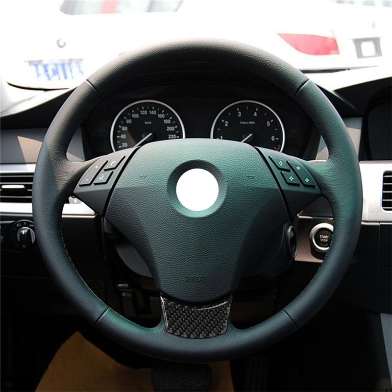 Panneau de Boutons de Volant de Voiture en Fibre de Carbone Cadre de Garniture Autocollants Pour BMW Série 5 E60 2005-2011 Accessoires de Style