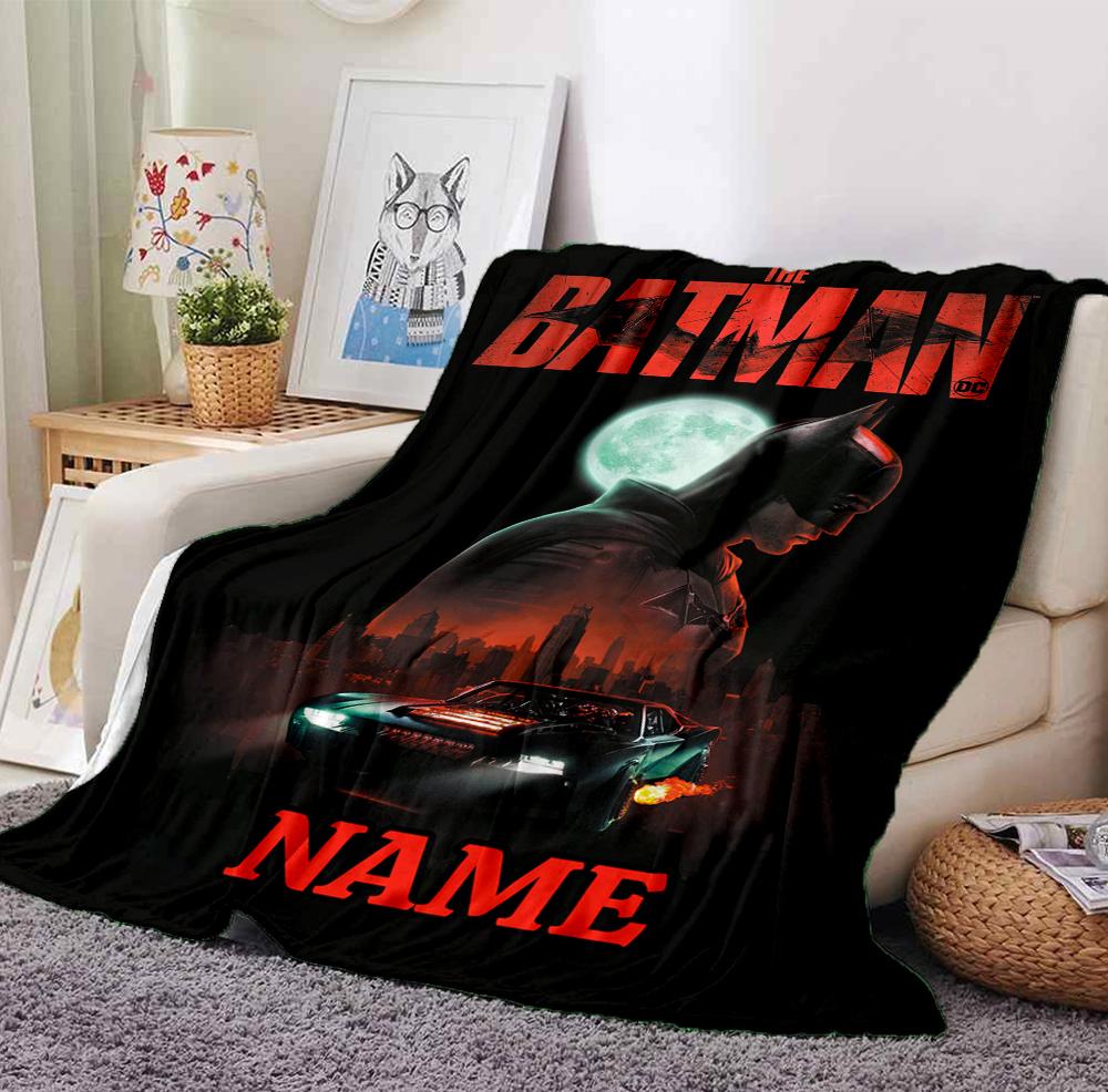 Custom Name Batman Mask Flannel Blanket Throw Blanket Soft Warm Sofa Bed home Decor Unique Gift