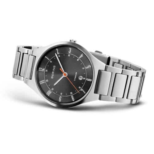 BERING Men's Analog Quartz Titanium Collection Watch with Titanium Strap and Sapphire Crystal, Silver Link Belt (11739-772). Officially Imported. 3-Ye
