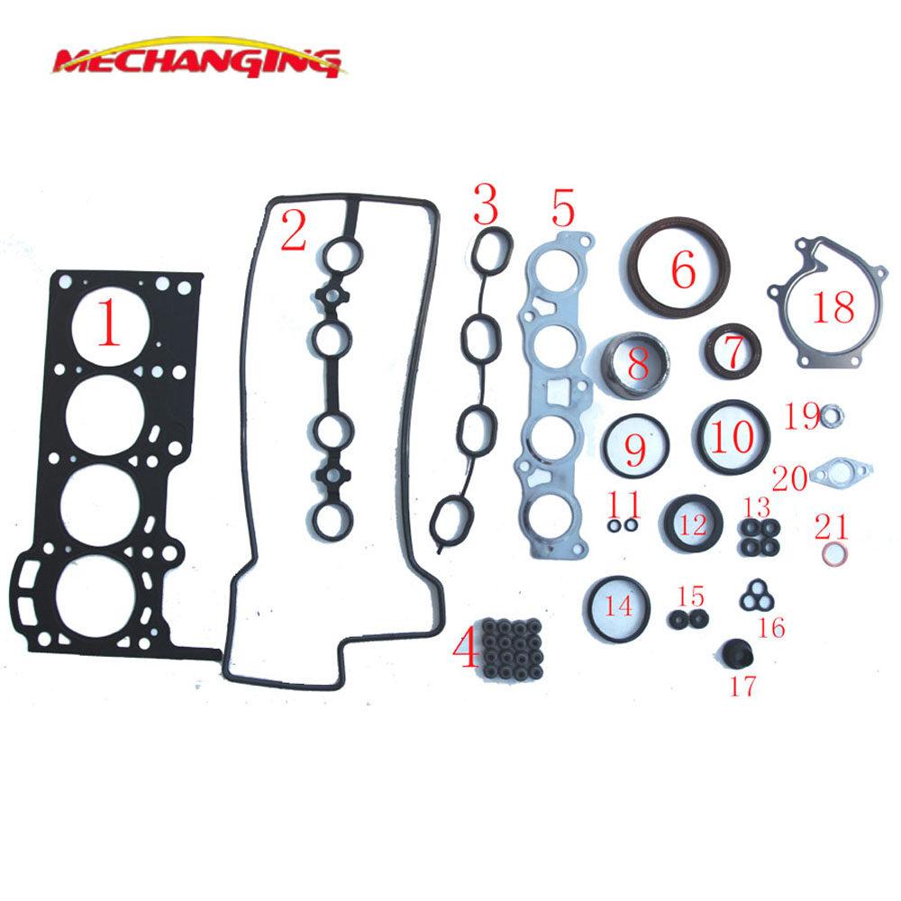 1SZFE 1SZ-FE For TOYOTA YARIS 1.0L 16V Metal Engine Rebuilding Kits Engine Parts Full Set Engine Gasket 50176800 Mechanging