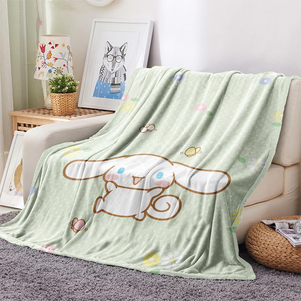 Cinnamoroll and Pochacco Print Flannel Blanket, High quality Comfortable for All Seasons, Home Decor, Warmth and Comfort