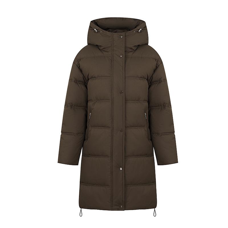 New women's long hooded cold thin jacket down cotton jacket fashion versatile thickened warm high-quality fabric lightweight jacket