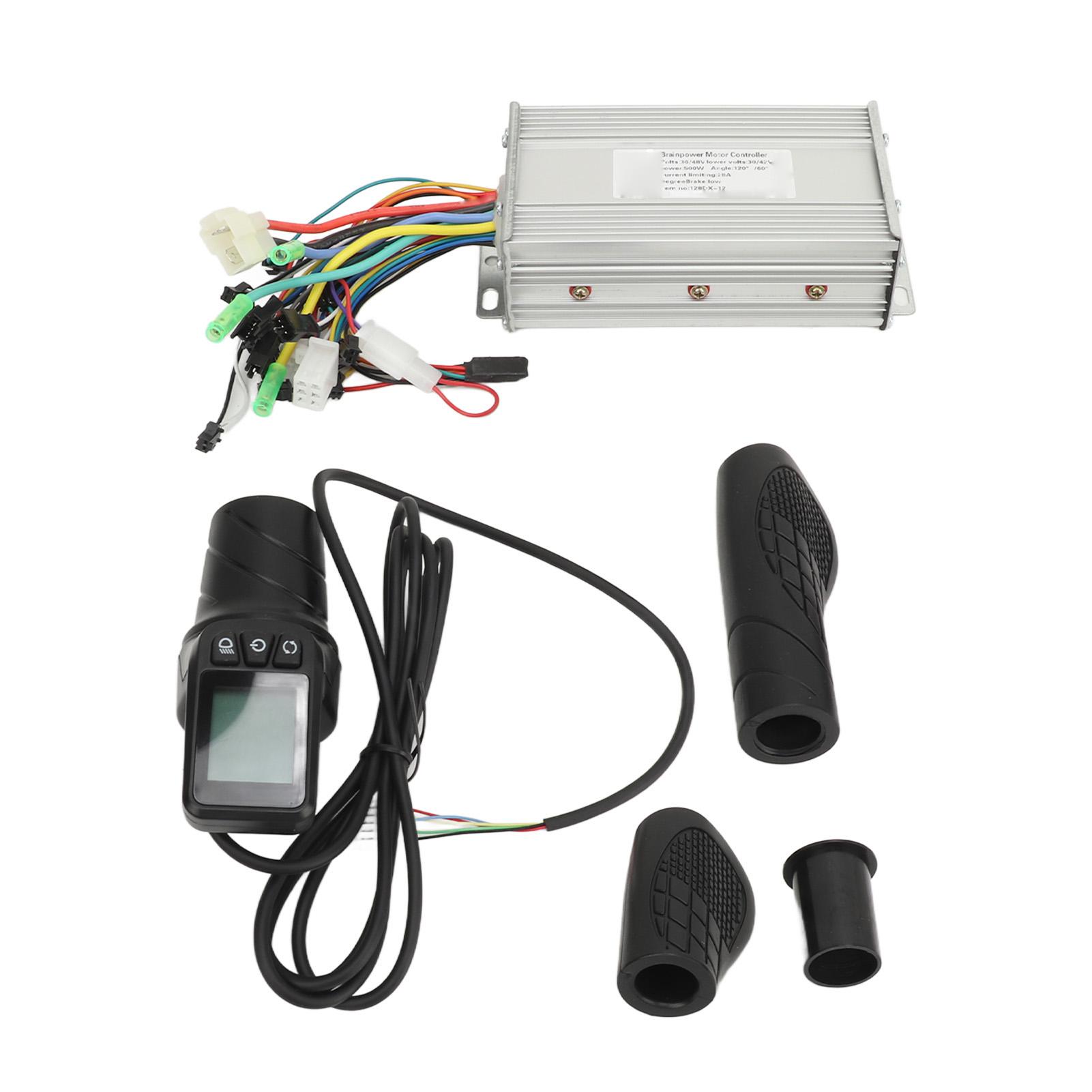 36V 48V 500W 28A Electric Bike Scooter Controller with 128DX Half Twist Throttle Grips Electric Bicycle Controller Kit