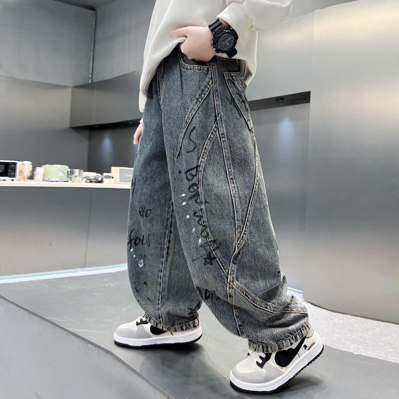 Boys Casual Autumn Jeans 2025 - Long Pants for Middle and Big Kids 150 cm