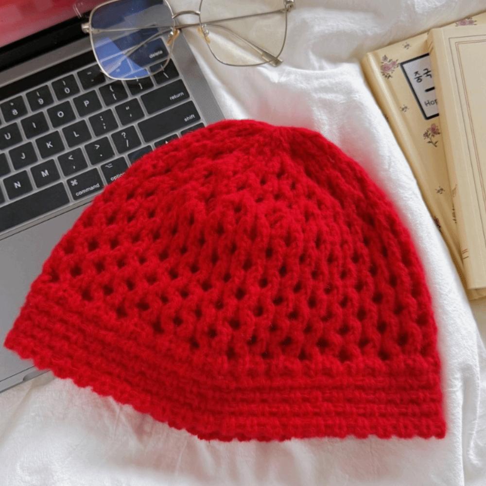 Hollow Out Crochet Pullover Hat Bohemian Style Weave Cap Sweet Knitted Beanies Hat  Girls