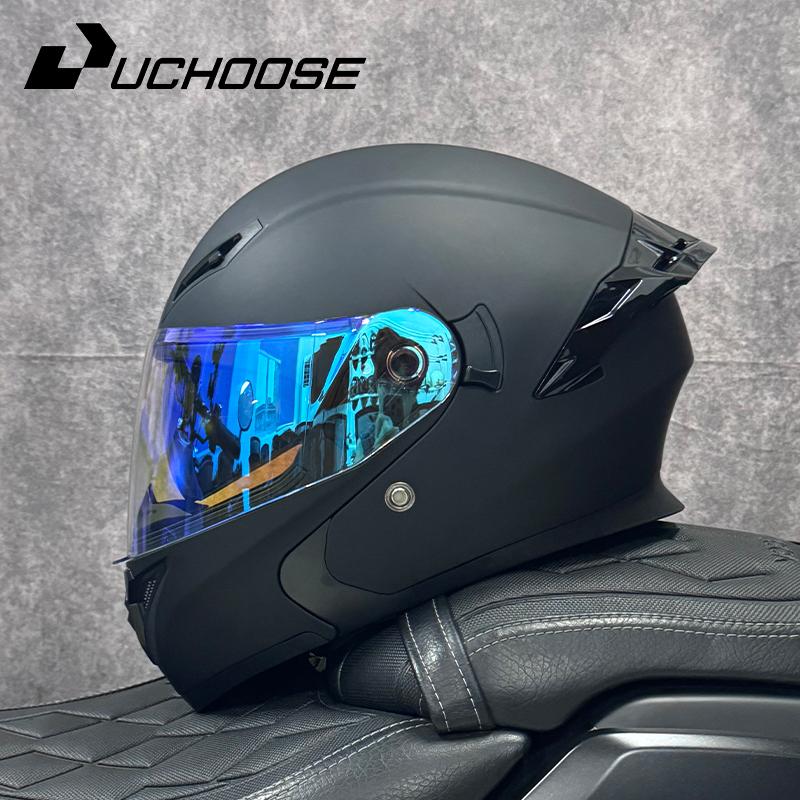 DOT Uchoose Approved Helmets Crash Motorbike Protective Gear Men Women Flip Up Helmet Motorcycle Visor Double Sun