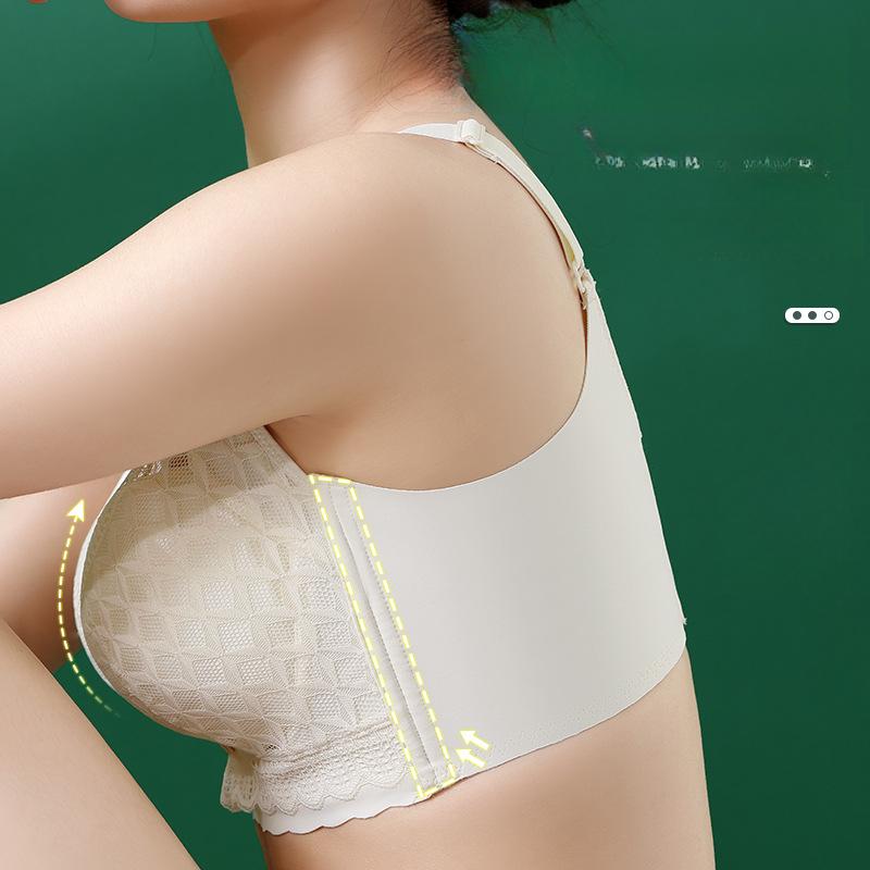 Underwear Women's Soft Steel Ring Thin Design Gathering and Adjusting Type Anti Sagging Bra Oversized Bra