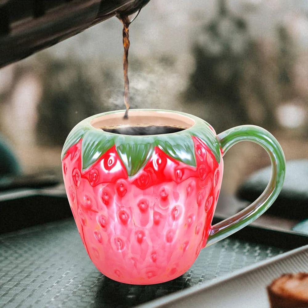 Porcelain Coffee Mug Fruit Shape Milk Container Adorable 3D Ceramic Cup  Office