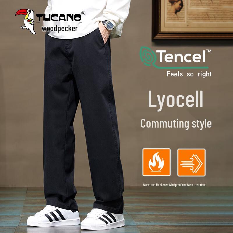 

TUCANO Men s Lyocell Blend Thickened Straight Fit Casual Trousers XL