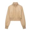 Womens 2026 Stand Collar Faux Leather Pilot Jacket Streetwear Oversized Casual Coat