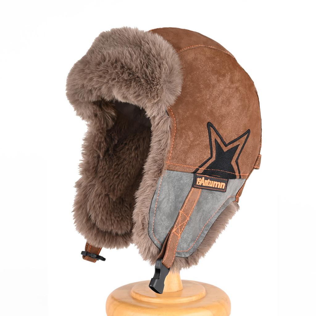 Cap Men's and Women's Winter Velvet Thickened Warm Cycling Ear Cap Outdoor Ski Leather Pilot Hat