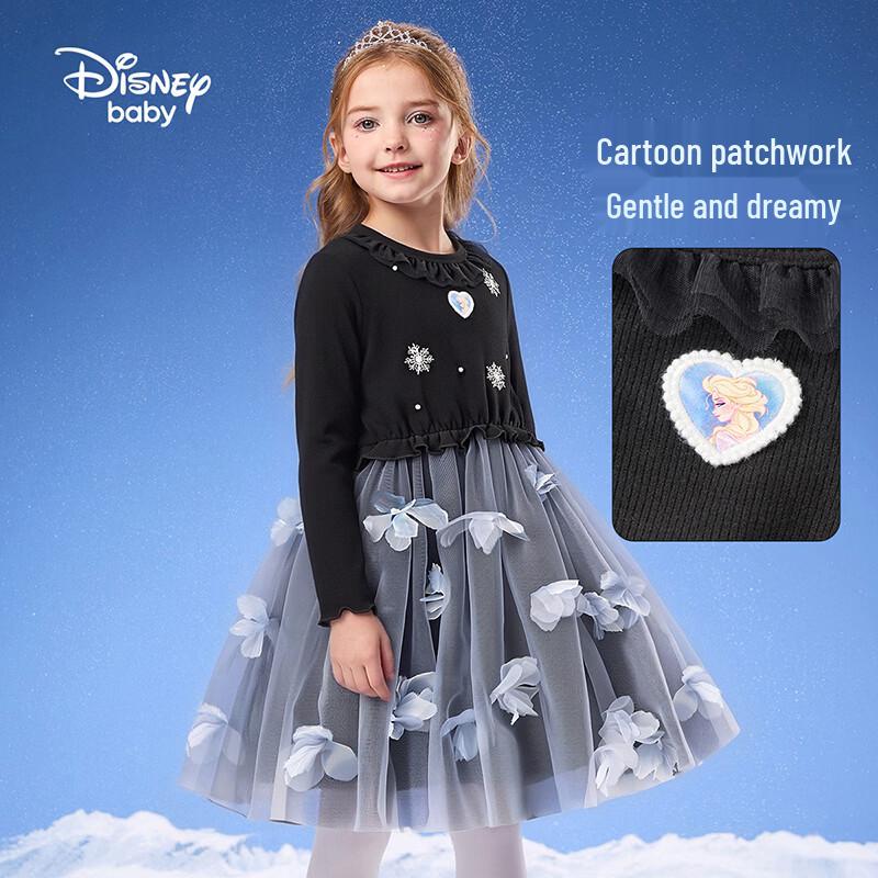 Disney Girls' Frozen Elsa Long-Sleeve Princess Mesh Dress