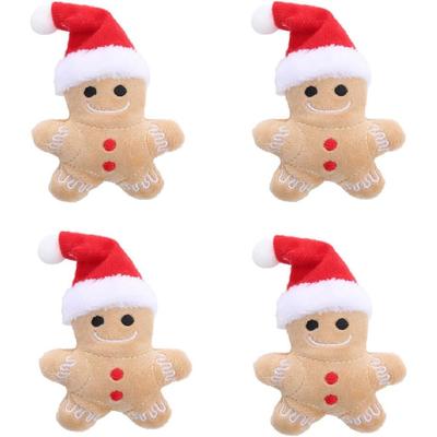 New Christmas Hat Gingerbread Plush Toys, Cat and Dog Toys, Pet Self Entertainment Toys, Wear-resistant and Bite Resistant Interactive Training Toys,