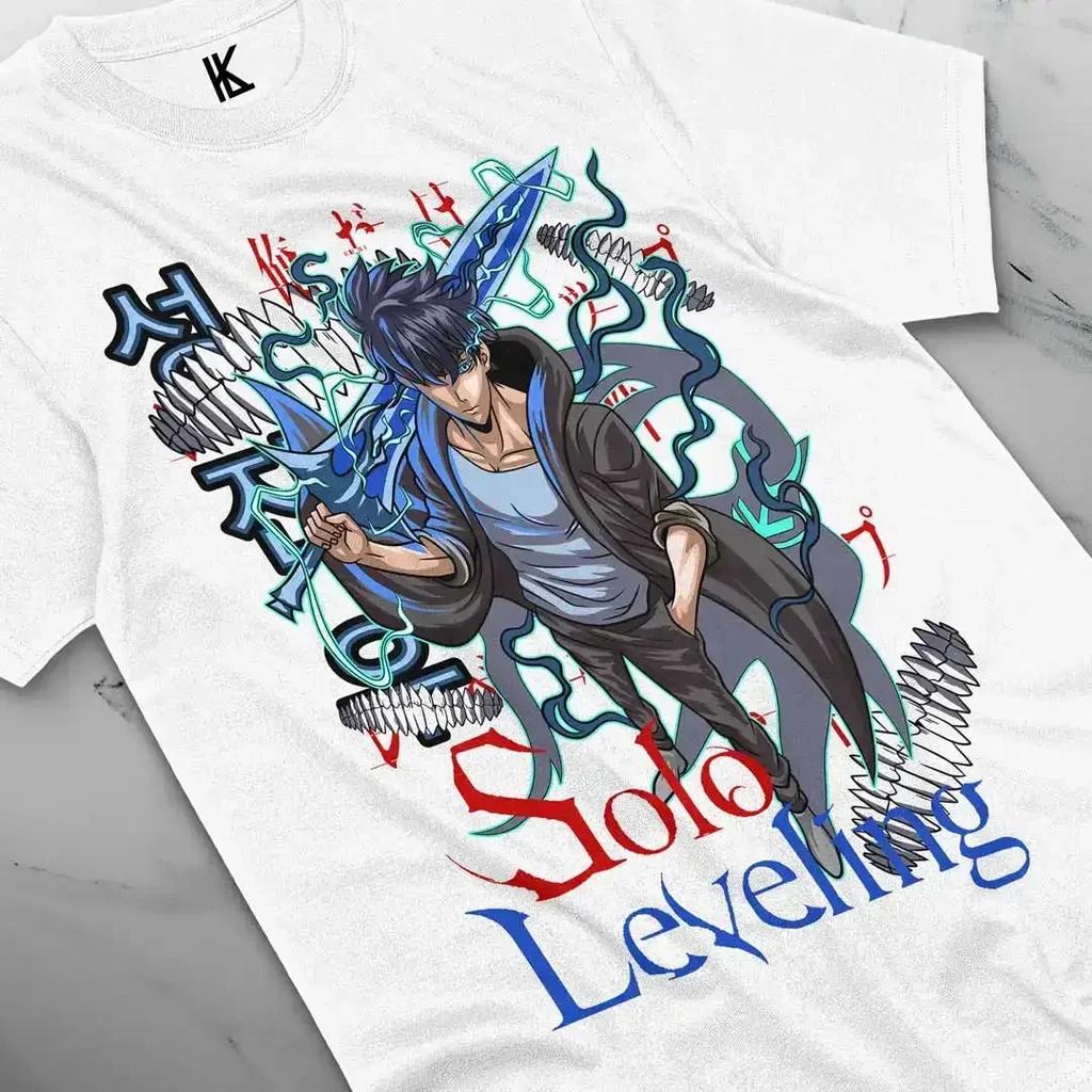Solo Leveling Arise Schatten Anime T-Shirt Herren Damen Sung Jin-woo Kurzarm Übergroß Locker Baumwolle Herrenbekleidung Top T-Shirts