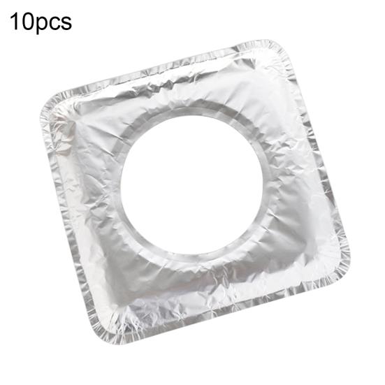 

10Pcs Gas Mat Cooker Hob Aluminum Foil High Temperature Resistant Anti-oil Pad