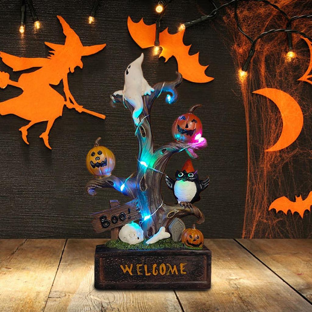Haunted Hollow Welcome Tree, The Friendly Fright That Greets You Right! Light Up Resin Scene Prop Collectible Ornaments