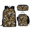 Classic Popular Funny Broken Flower Horse 3D Print 3pcs/Set Pupil School Bags Laptop Daypack Backpack Lunch Bag Pencil Case