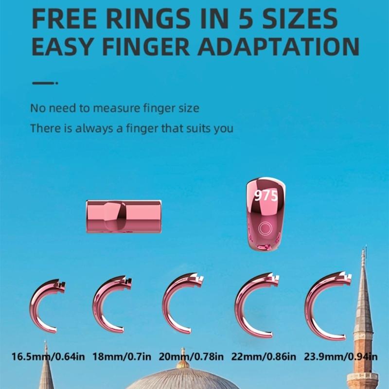 Multifunction Digital Counting Rings Mobile App Control Wearable Adjustable Size for Spiritual Practices Daily Prayer