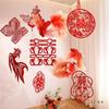 Double Happiness Wedding Room Decor Set: Non-Woven Fabric Papercut for Bride and Groom's Bedroom or Hotel.