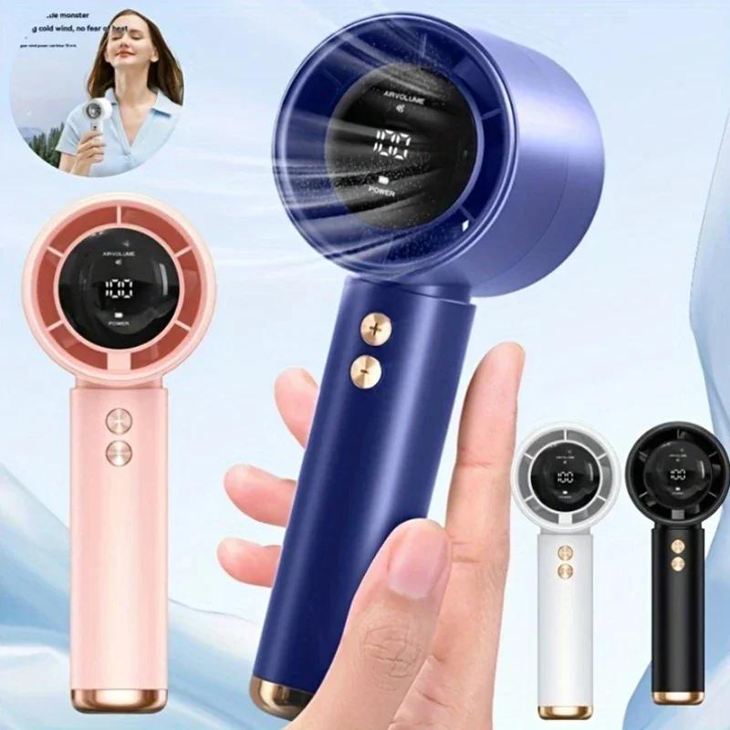 Air Cooling Portable Mini Fan Handheld Fan with LED Display & Flashlight 3 Speeds USB Rechargeable Battery Fan