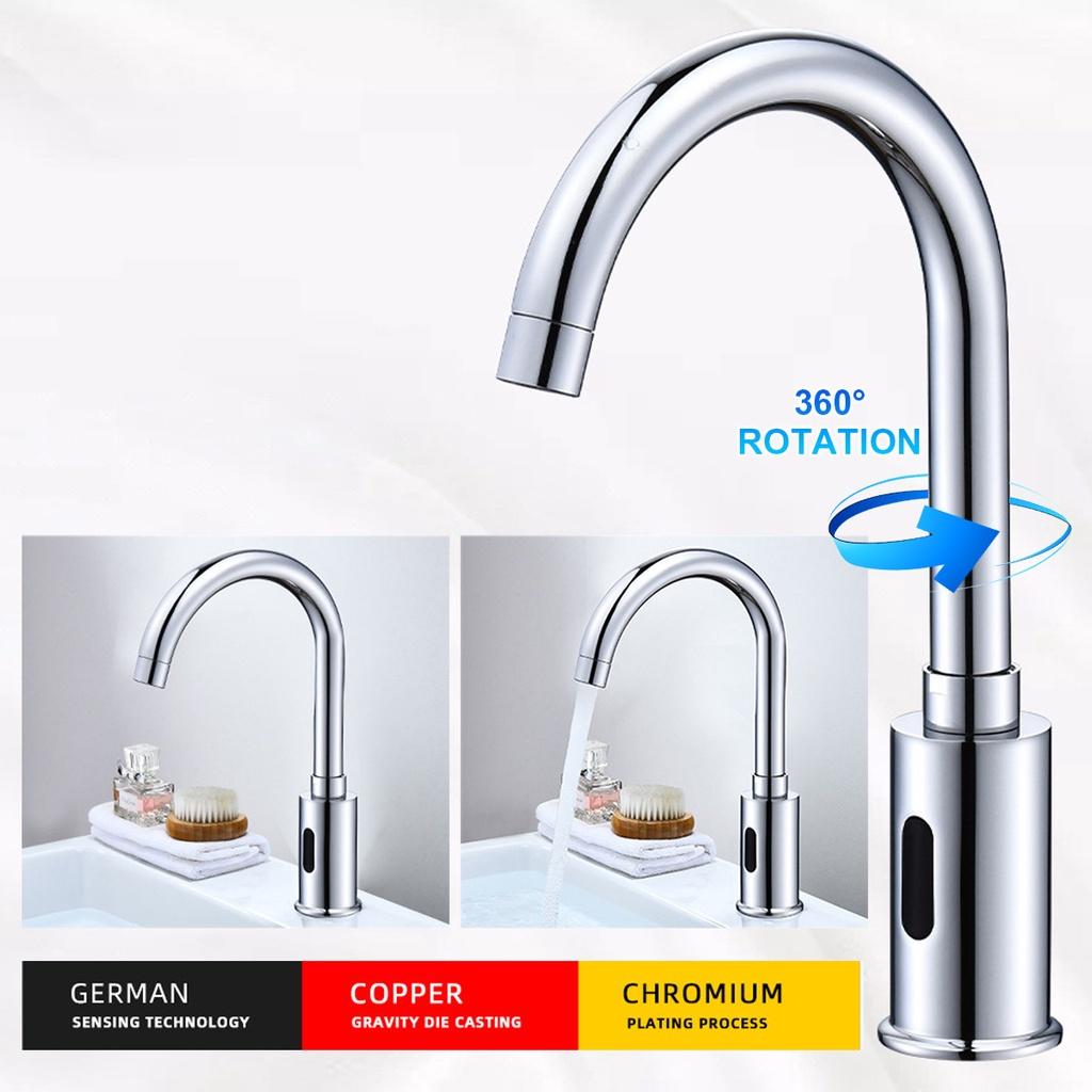 Grifo de agua de inducción, grifo con Sensor infrarrojo automático, grifos de fregadero, cubierta de agua fría única montada