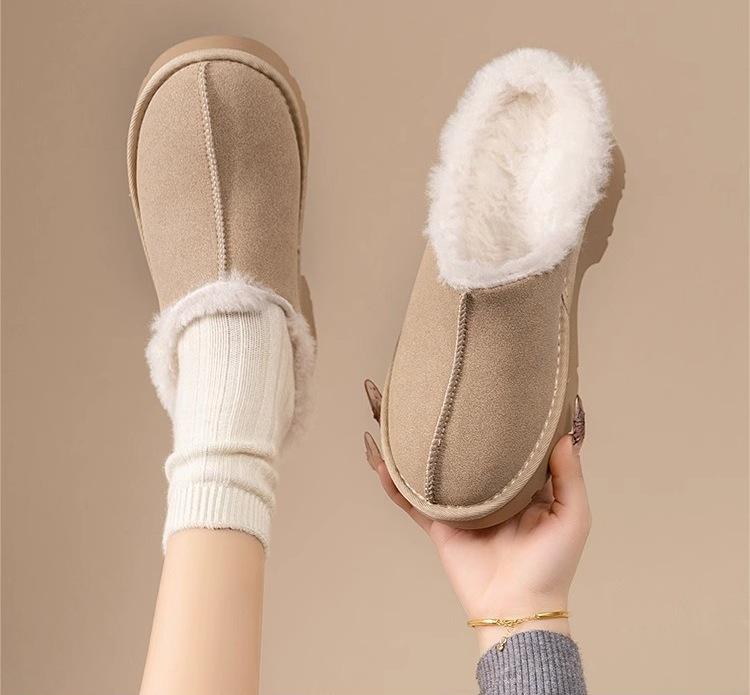 

Cowhide version~ Ruth has the same thick-soled snow boots for women, velvet thermal cotton shoes, and wears fluffy slippers outside the bag head. 40