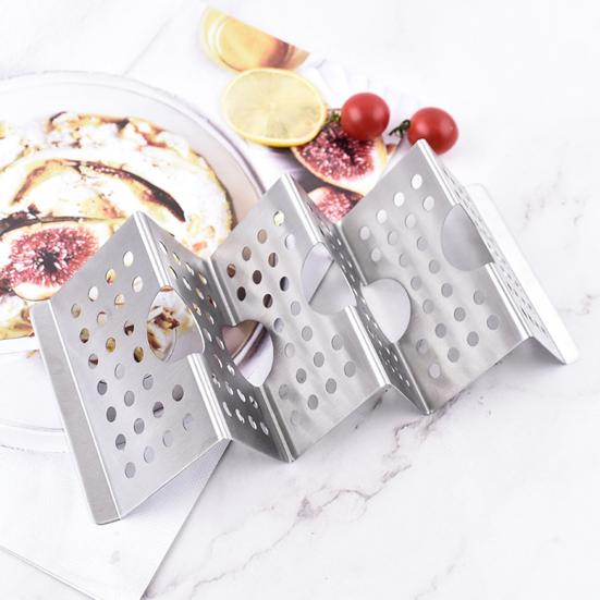 Taco Holder Wave Shape Each Can Hold 3 Tacos 3-Slots Heat-resistant Easy Clean Place Pancakes Stainless Steel