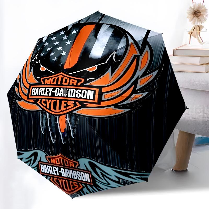 1pc Harley-Davidson Umbrella, Sun Protection, And UV Shielding. It Has Eight Sturdy Ribs for Outdoor Use And Perfect As a Holiday Gift