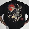 2026 Unisexs Summer 100 Cotton Casual Sports Loose Japanese Koi Pattern Printed Round Neck Short Sleeve Street Hip Hop Tshirt