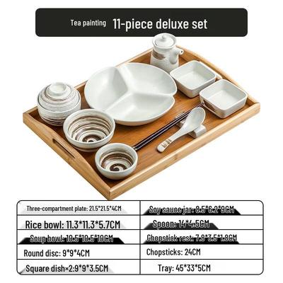 Tea Painting 11-Piece Ceramic Dinnerware Set