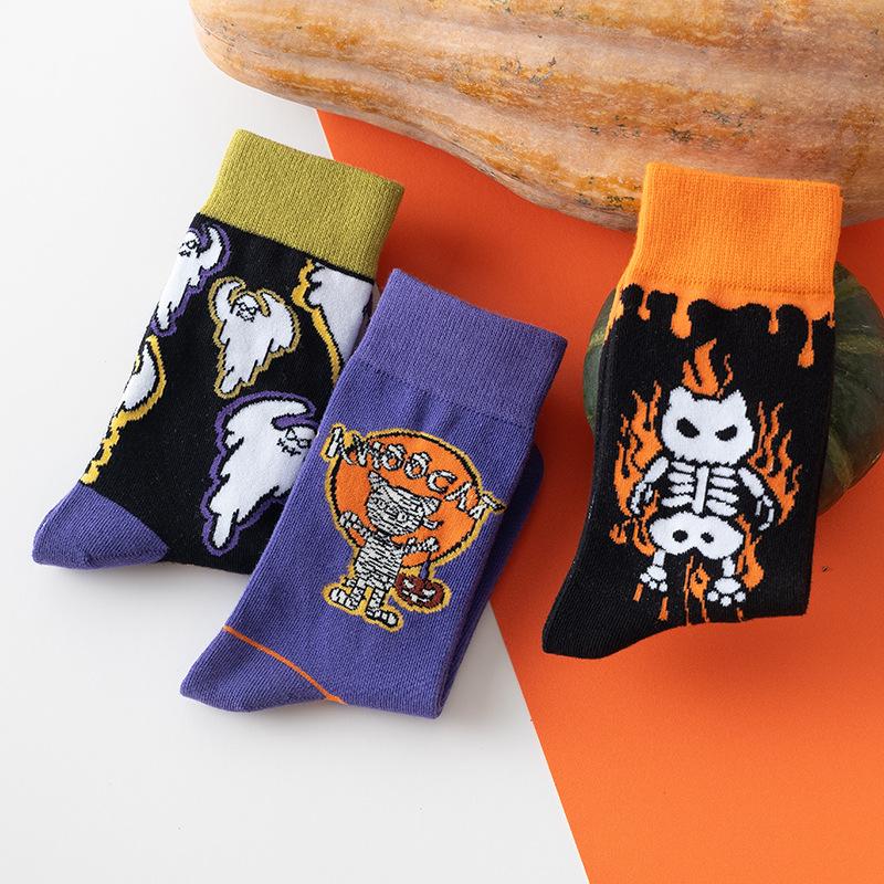 Female Spring and Autumn Street Halloween Skeleton Ghost Festival Cartoon In Tube Socks