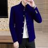 2026 Nuovo Blazer Autunnale da Uomo con Collo Alto Gioventù Velluto Blazer Multi-Bottone