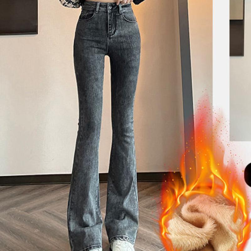 New Autumn and Winter Style Micro-flare Jeans for Women with High Waist Slim Fit and Sexy Retro Horseshoe Bell-bottom Pants